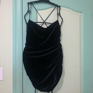 Zara Black Velvet Cowl Neck Dress